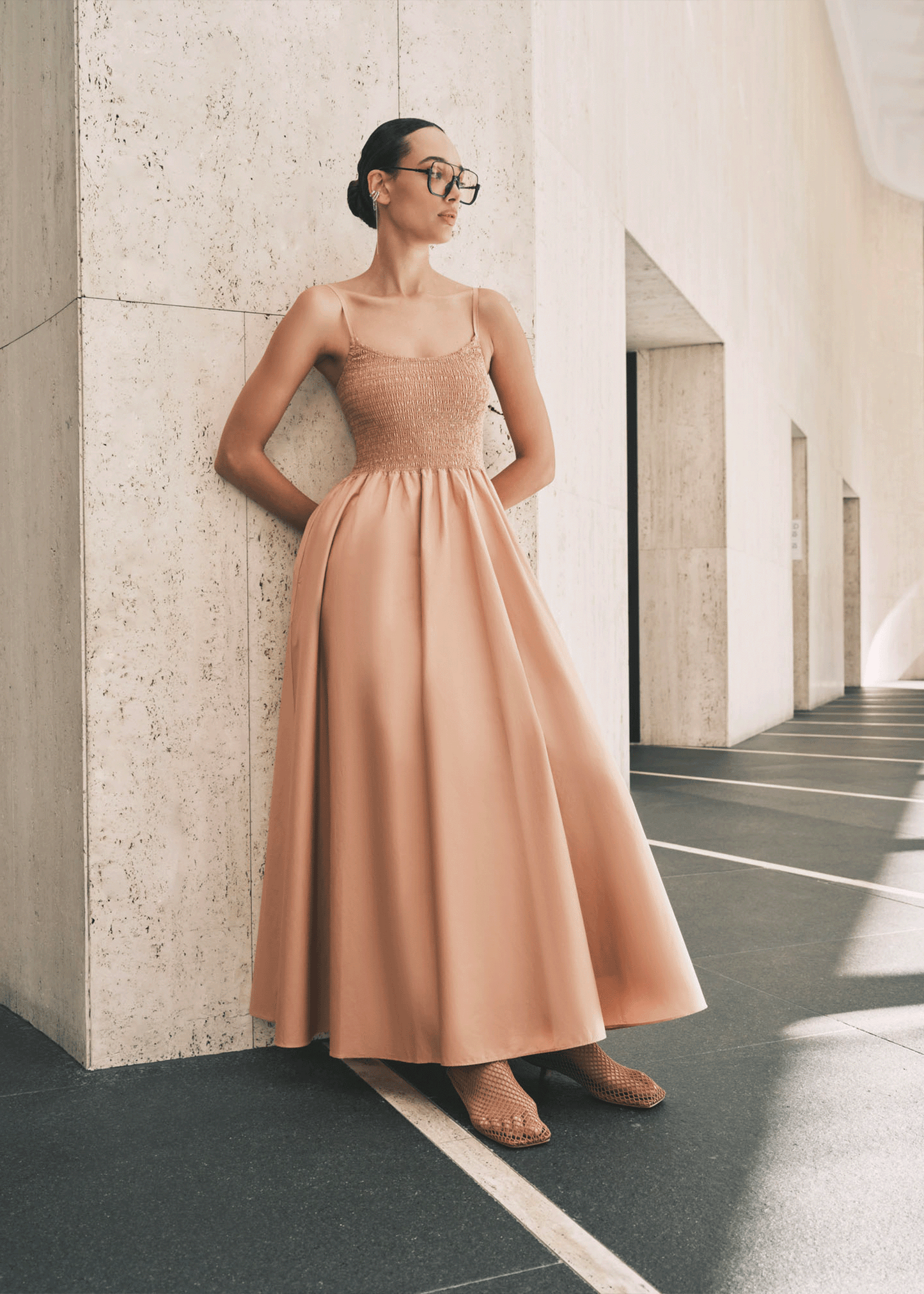 ZELLE SHIRRED MAXI