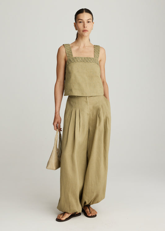 LULU LINEN CROP IN SAGE