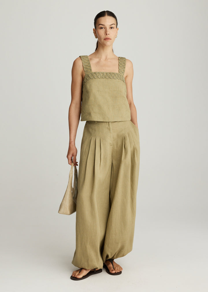LULU LINEN CROP IN SAGE