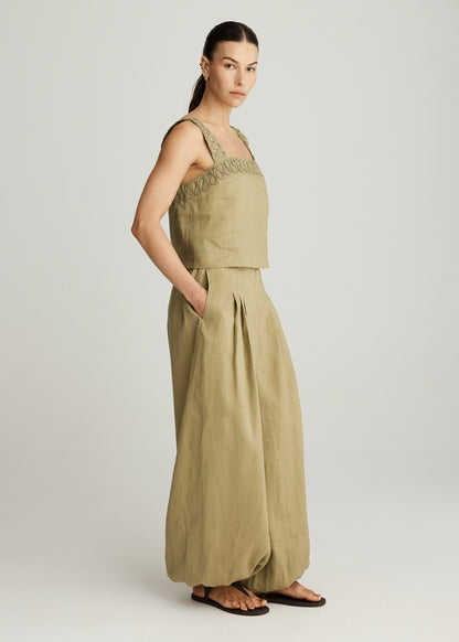 LULU LINEN CROP IN SAGE