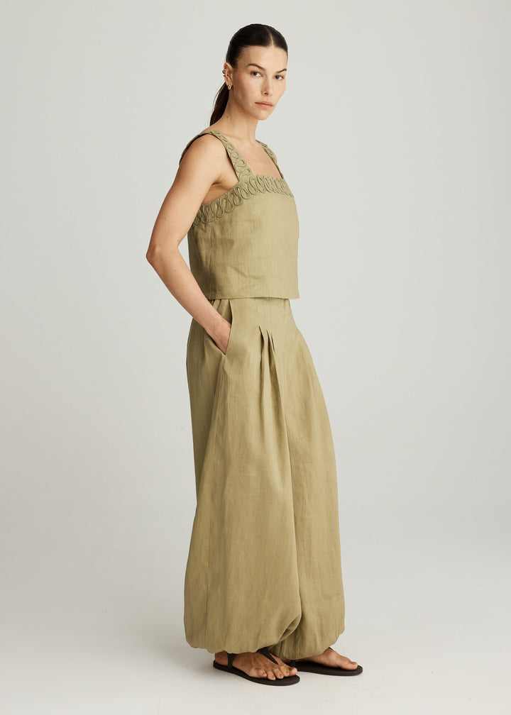 LULU LINEN CROP IN SAGE