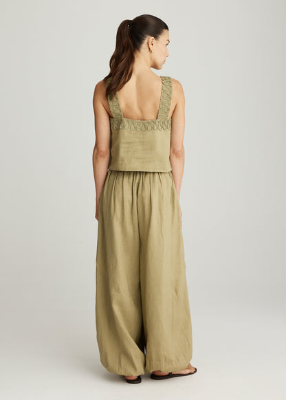 LULU LINEN CROP IN SAGE