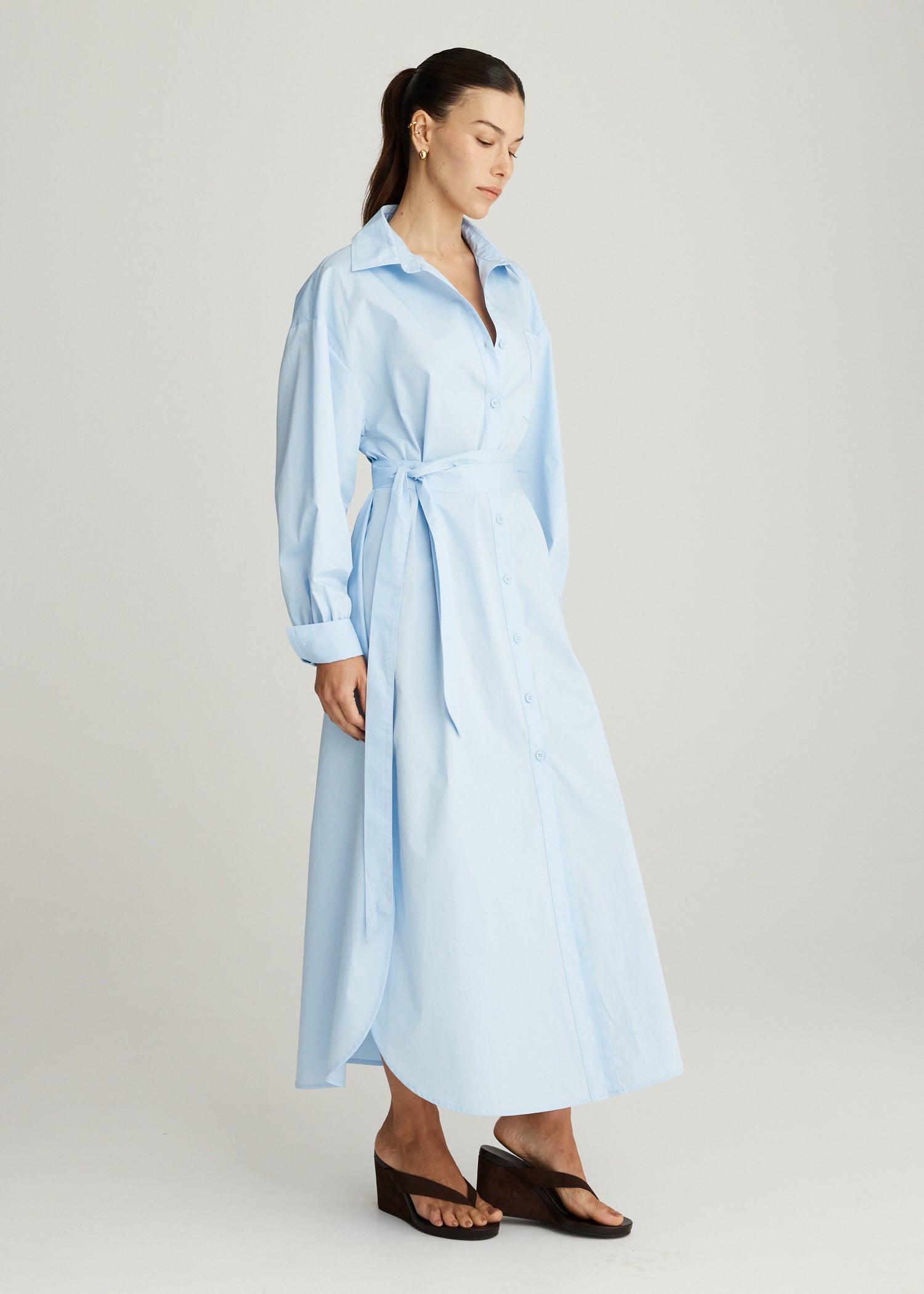 RUSH SHIRT DRESS IN AZURE BLUE