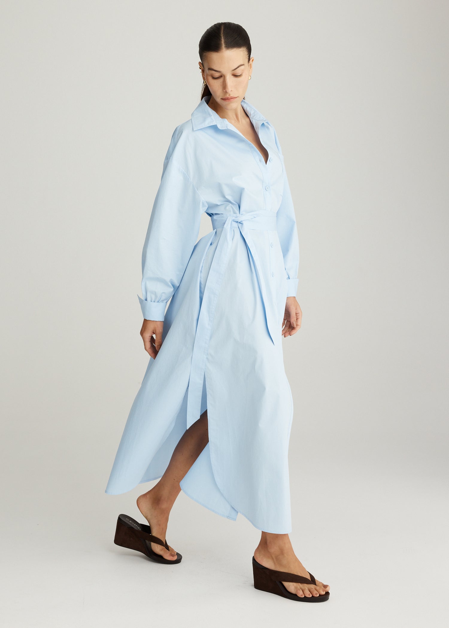 RUSH SHIRT DRESS IN AZURE BLUE