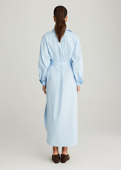 RUSH SHIRT DRESS IN AZURE BLUE