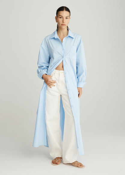 RUSH SHIRT DRESS IN AZURE BLUE