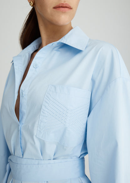 RUSH SHIRT DRESS IN AZURE BLUE