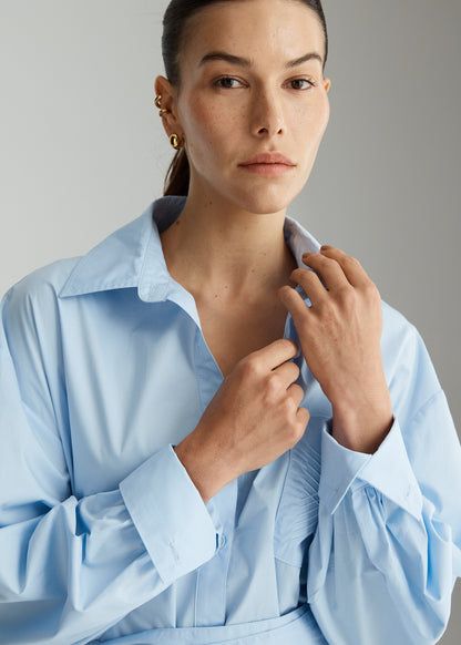 RUSH SHIRT DRESS IN AZURE BLUE