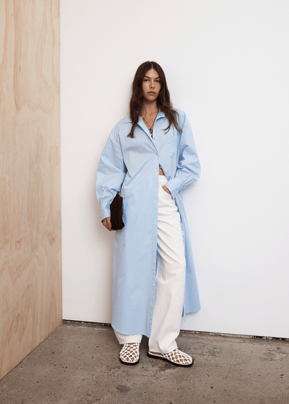 RUSH SHIRT DRESS IN AZURE BLUE